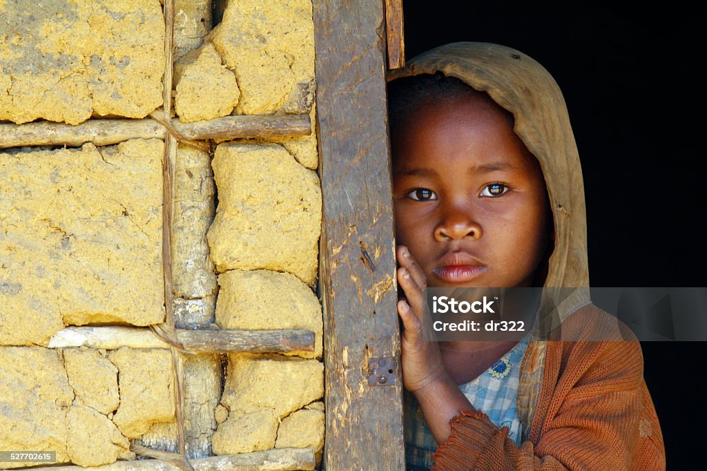 Madagascar-shy and poor african girl with headkerchief Child Stock Photo