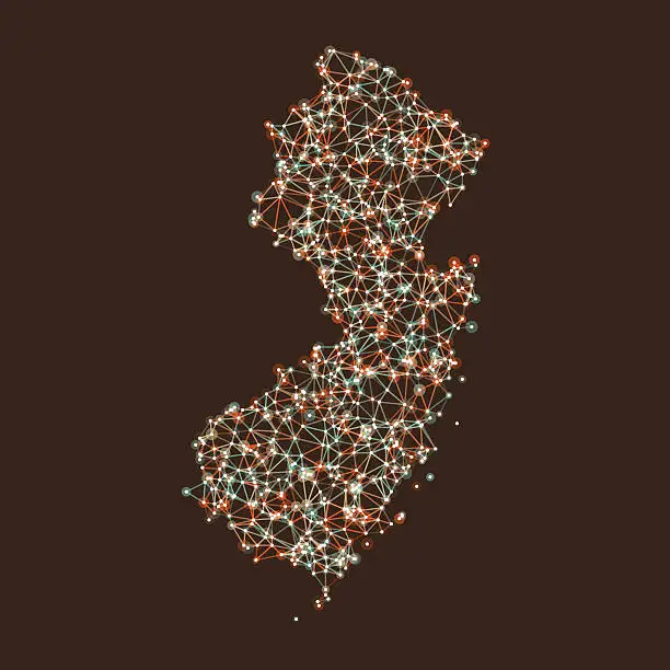 Vector illustration of New Jersey Map Network Mesh