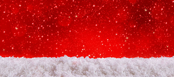 istock Red christmas background and white snow. 527707189