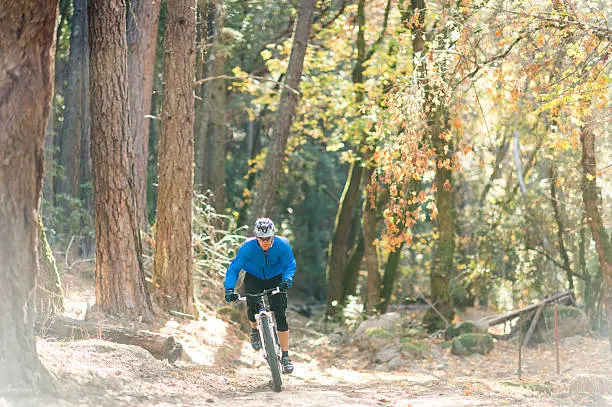 A man riding mountain-bike in a mountain