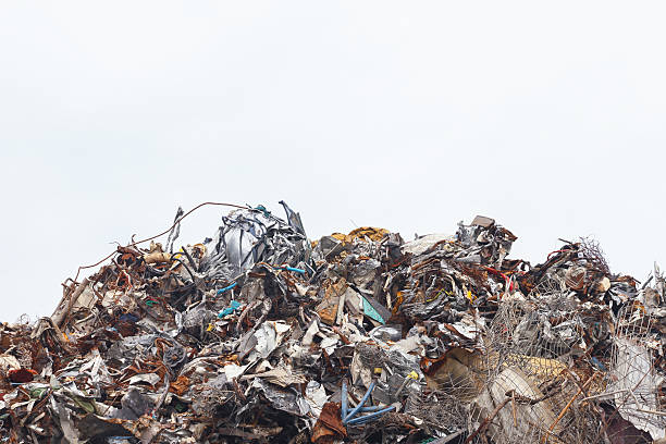 istock Scrap yard with crushed cars 527708591