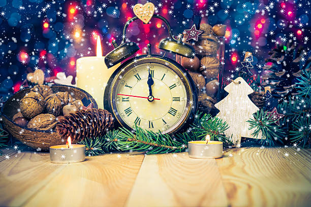 istock Festive Christmas clock time twelfth New Year 527722221