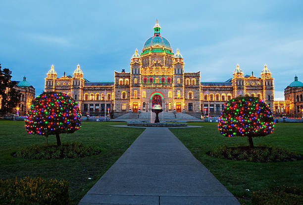 The British Columbia Parliament Building stands tall on a clear day.