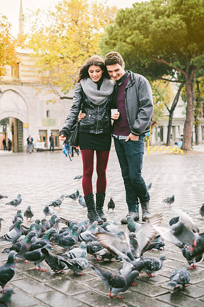 istock Couple feeding pigeons 527724465
