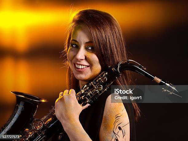 Woman With Saxophone Stock Photo - Download Image Now - Activity, Adult, Art
