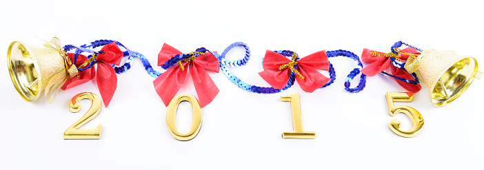 gold figures of the new 2015 year on a white background