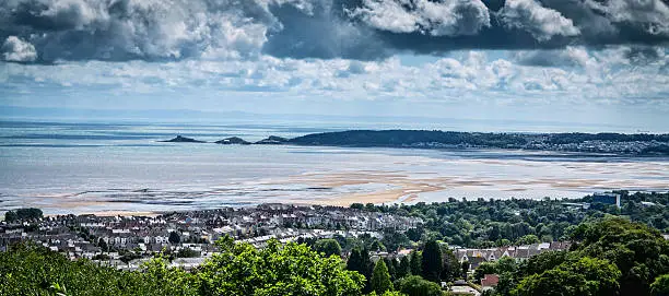 View over Swansea Bay to Mumbles Lighthouse