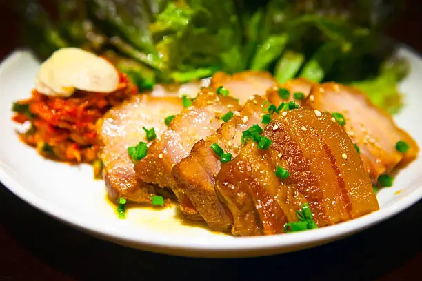 Photo of Bossam close-up focus on pork belly