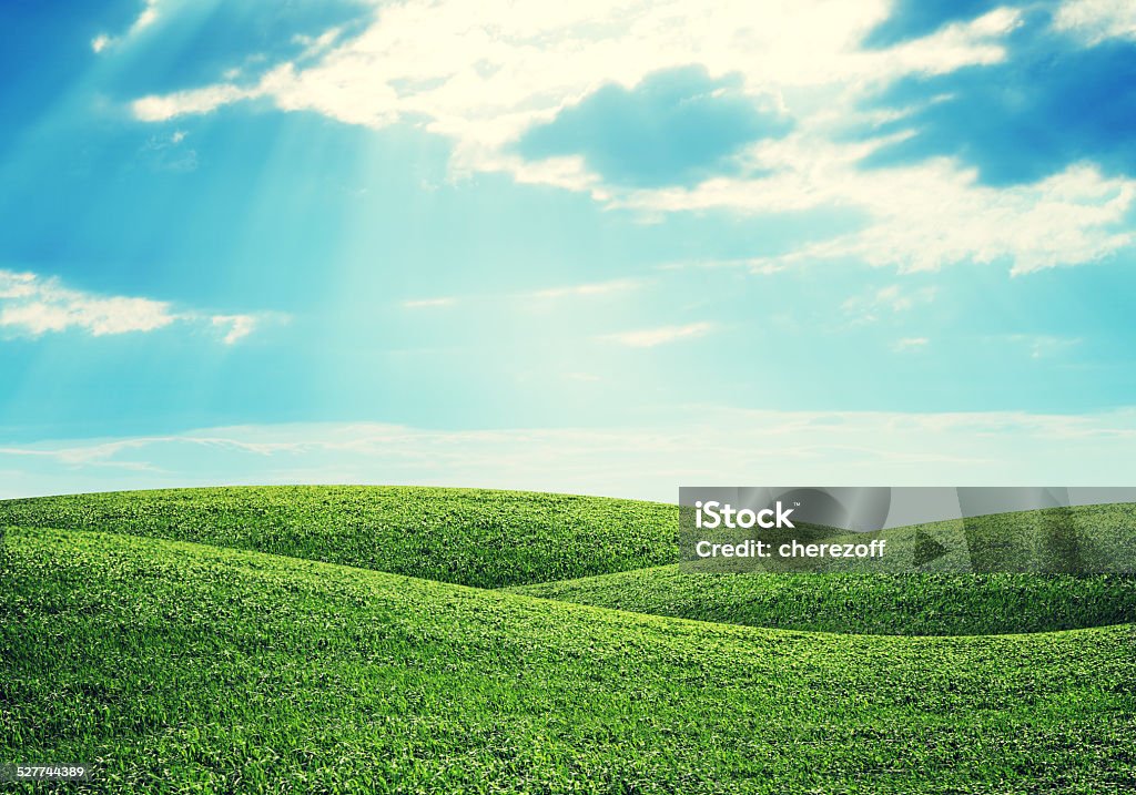 Hills and sky Green hills under bright sky. Nature concept Hill Stock Photo