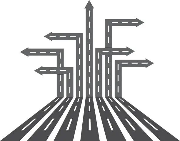 Vector illustration of Different direction roads