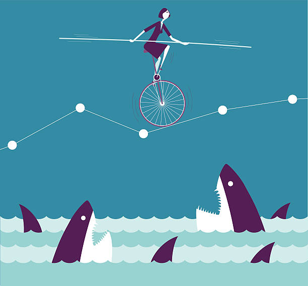 Challenge vector illustration - challenge tightrope stock illustrations