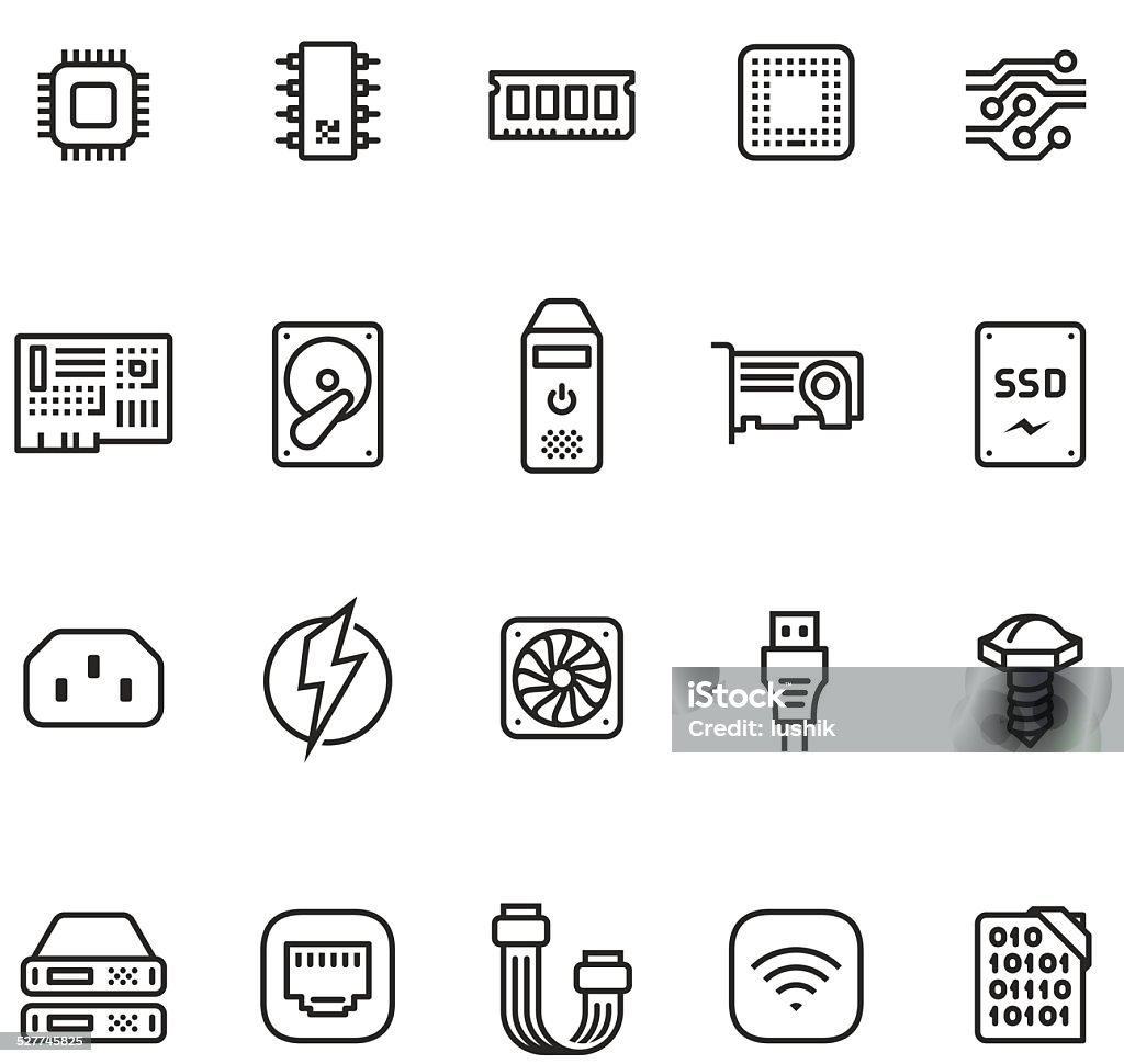 Hardware iconos conjunto-Unico PRO 2pt accidente cerebrovascular - arte vectorial de Ícono libre de derechos