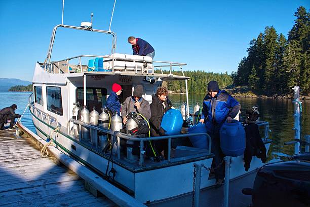istock Men Preparing a Commercial Dive Boat 527750221