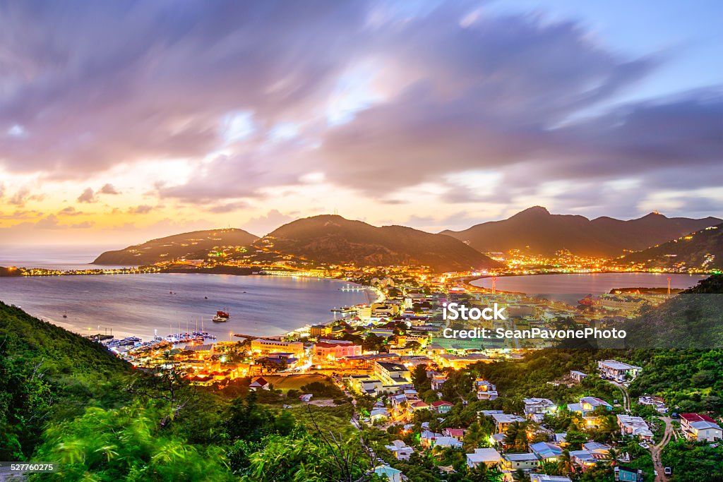 Philipsburg, Sint Maarten Philipsburg, Sint Maarten, Dutch Antilles cityscape at the Great Salt Pond. Sint Maarten Stock Photo