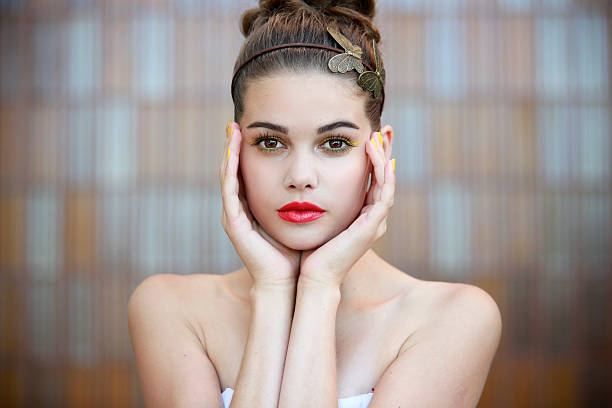 Beautiful young woman portrait stock photo