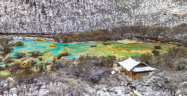 huanglong panorama espetacular - huanglong - fotografias e filmes do acervo