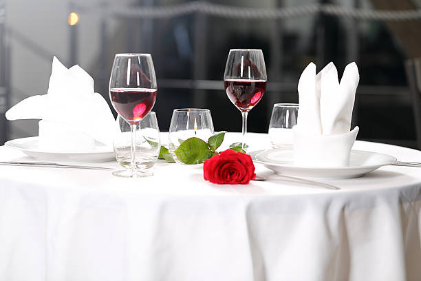 romantic dinner stock photo