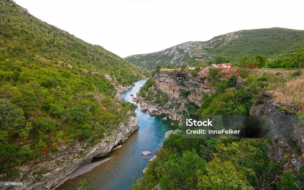 blue Tara river in Montenegro mountains Panoramic landscape with scenic deep canyon and blue Tara river in Montenegro mountains Beauty Stock Photo