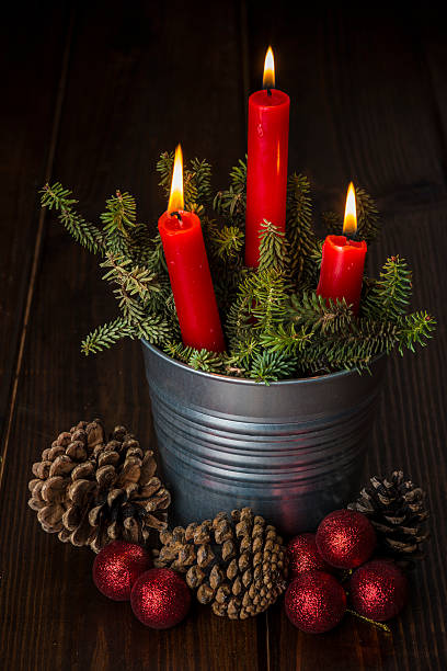istock Christmas greeting card with candles 527780413