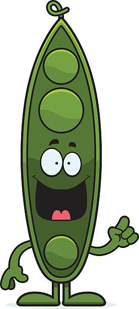 Cartoon Peapod Idea A cartoon illustration of a peapod with an idea. happy green peas stock illustrations