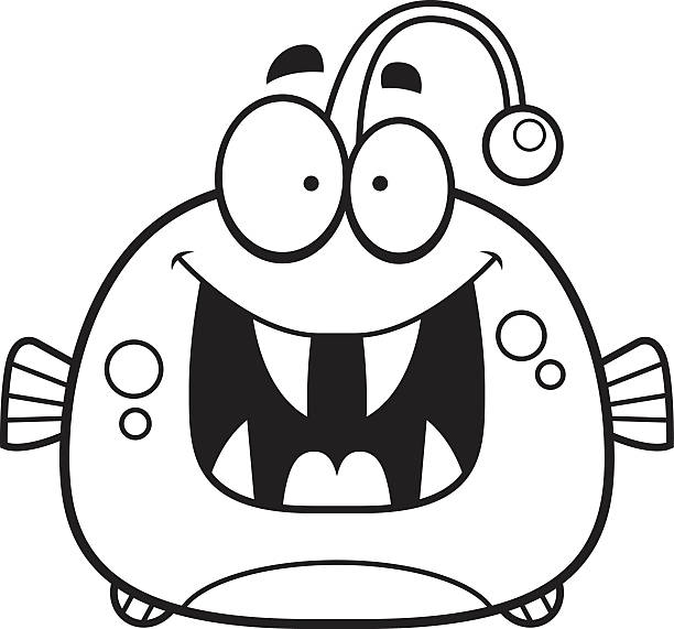 Happy Little Viperfish A cartoon illustration of a viperfish looking happy. viperfish stock illustrations