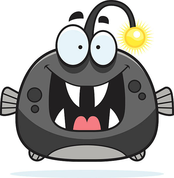 Happy Little Viperfish A cartoon illustration of a viperfish looking happy. viperfish stock illustrations