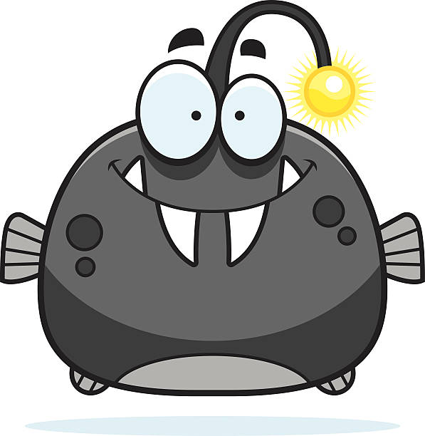 Smiling Little Viperfish A cartoon illustration of a viperfish smiling. viperfish stock illustrations