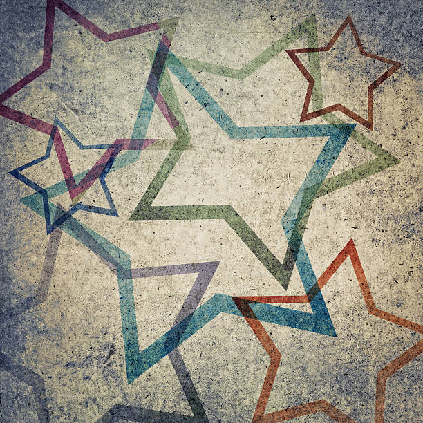istock Grunge concrete wall with colorful stars 527784149