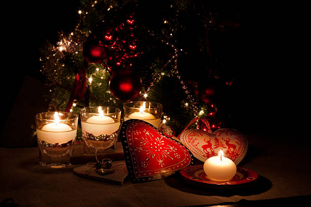 srdíčka , dekorace a vánoční osvětlení, veselé vánoce