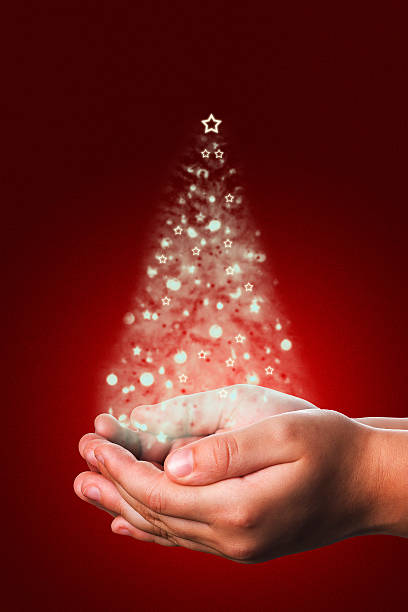 istock Christmas card with a child hands in red 527787151