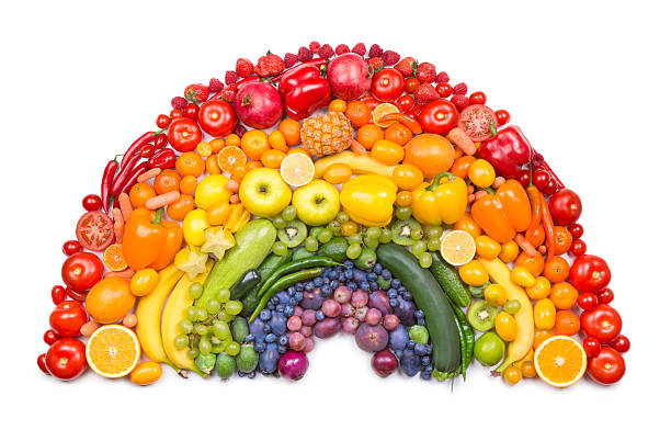 Fruit and vegetable rainbow Fruit and vegetable rainbow as healthy eating concept carrot isolated vegetable nobody stock pictures, royalty-free photos & images