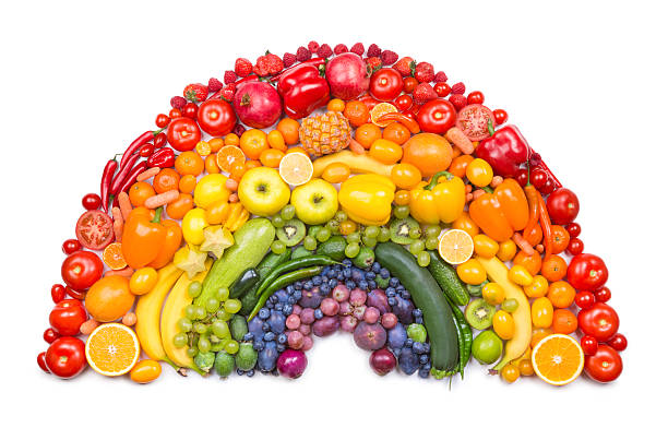 frutas e arco-íris de legumes - frutas - fotografias e filmes do acervo