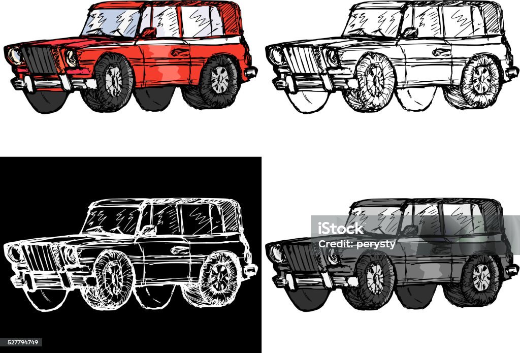 off-road car Editable vector illustrations in variations. Off-road car Sketch stock vector