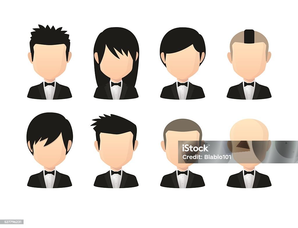 Asian Male Faceless Avatars With Various Hair Styles Wear Stock  Illustration - Download Image Now - iStock