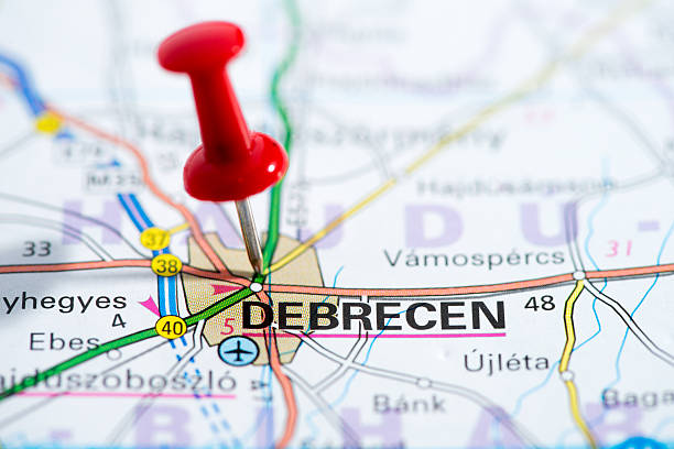 istock European cities on map series: Debrecen 527799315