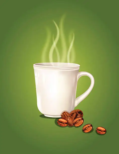 Vector illustration of Coffee Cup On Green