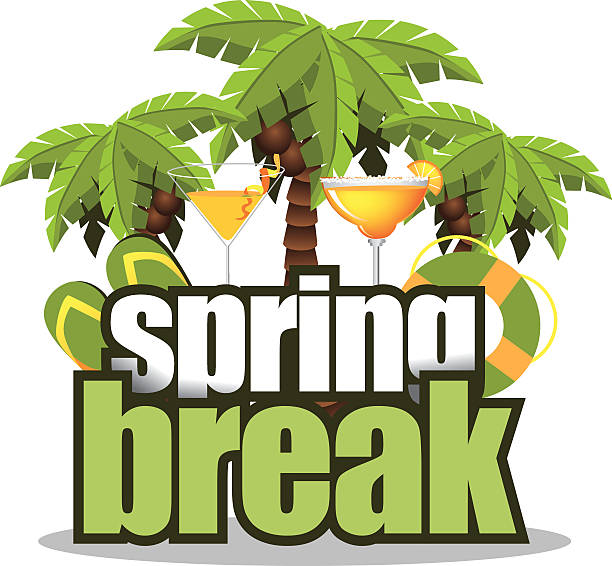 spring break palmen auf weiß - spring break stock-grafiken, -clipart, -cartoons und -symbole