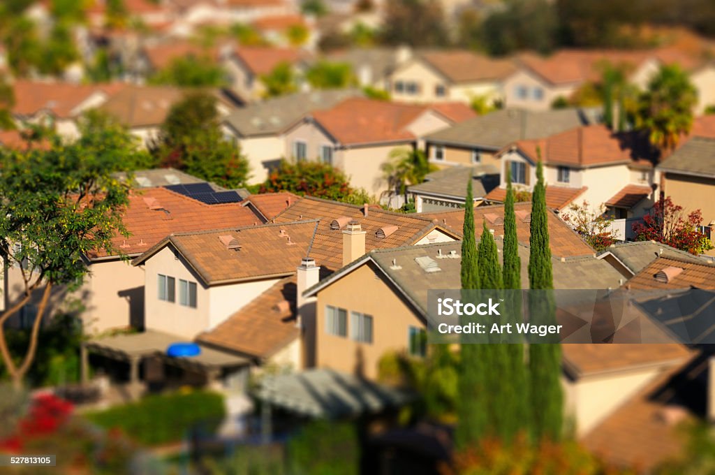 Stadtrand von Südkalifornien Viertel-Tilt-Shift - Lizenzfrei Ansicht aus erhöhter Perspektive Stock-Foto