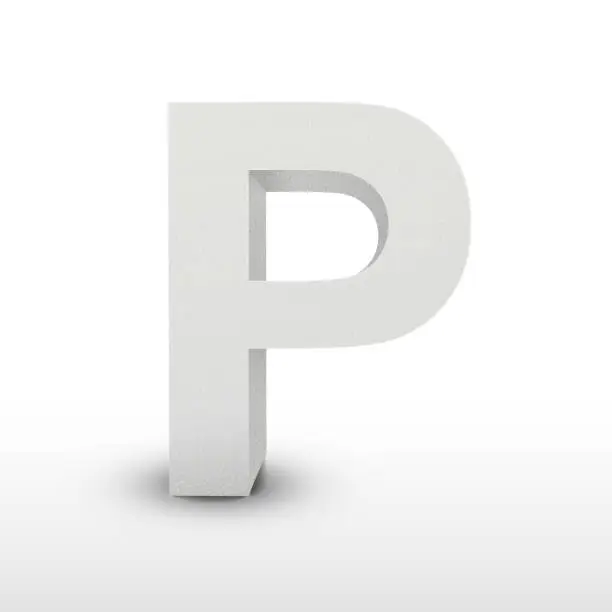 Vector illustration of white letter P isolated on white