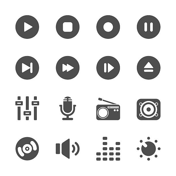 ilustrações, clipart, desenhos animados e ícones de música e multimídia, vetor eps10 conjunto de ícones - dvd player computer icon symbol icon set