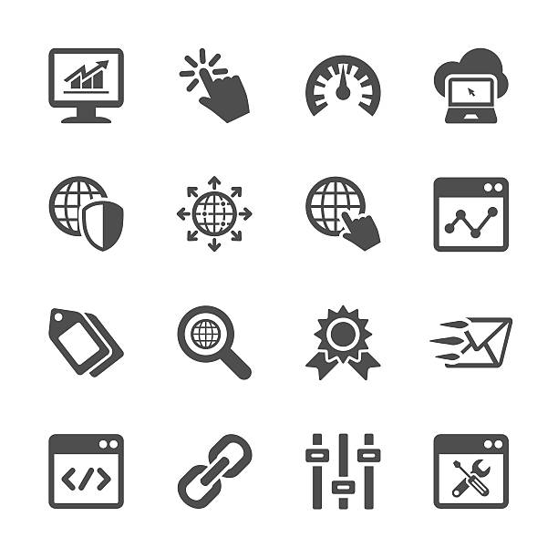 network and search engine optimization icon set, vector eps10 vector art illustration