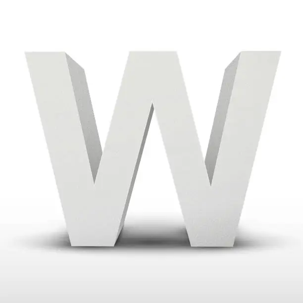 Vector illustration of white letter W isolated on white