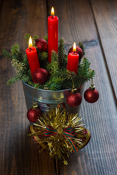 istock Christmas greeting card with candles 527818595