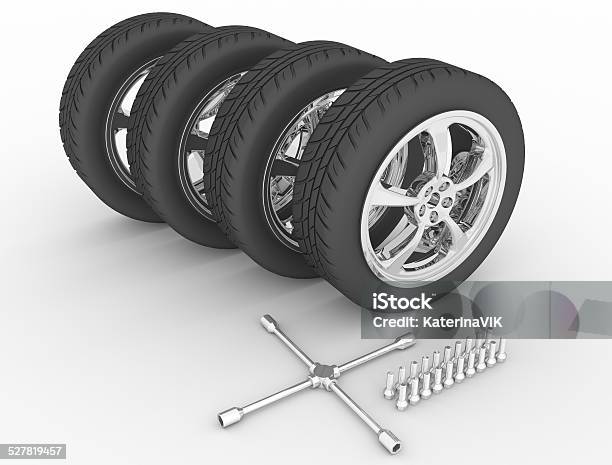 Car Wheels Stock Photo - Download Image Now - Aluminum, Arranging, Black Color