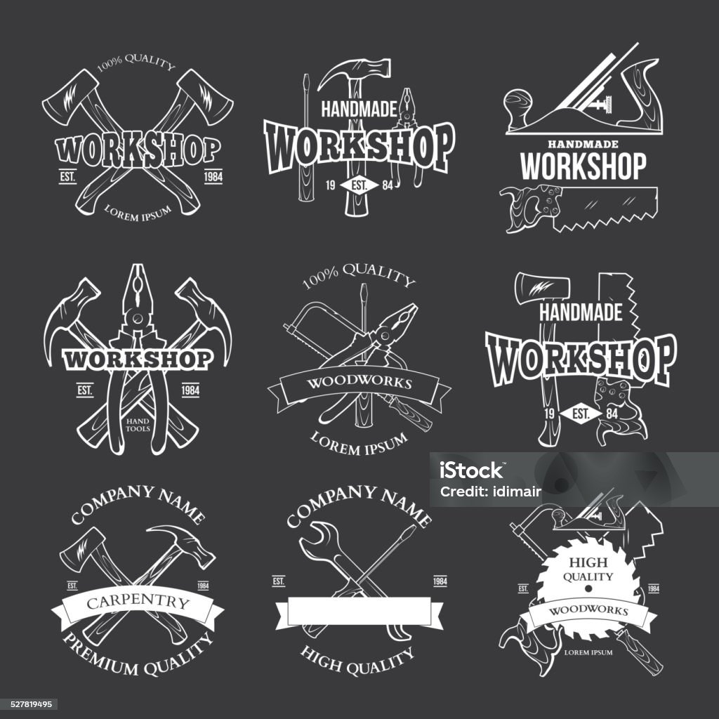 Tools Labels Design Vintage Carpentry Tools Labels And Design Elements Vector Stock ...