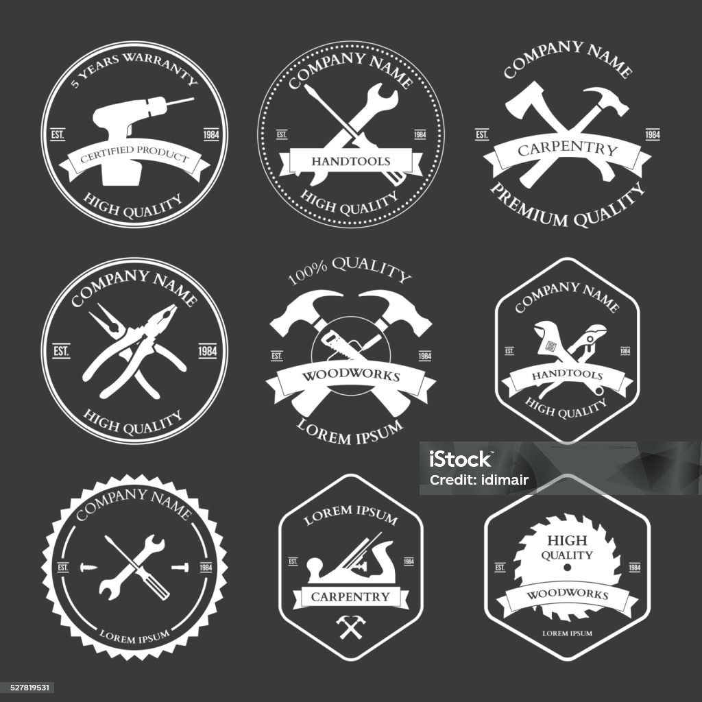 Tools Labels Design Vintage Carpentry Tools Labels And Design Elements Vector Stock ...