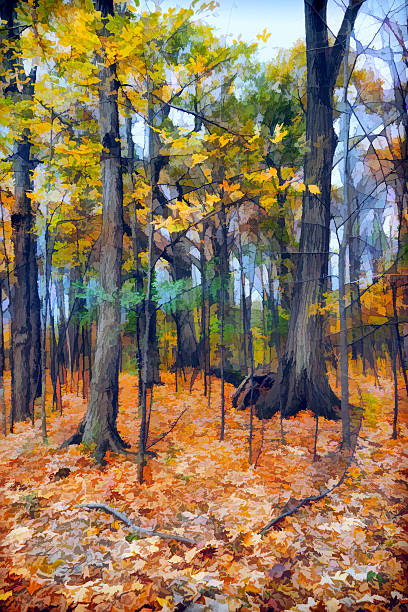 istock Mystery colorful forest, surreal, enchanted, watercolor paint effect 527820041