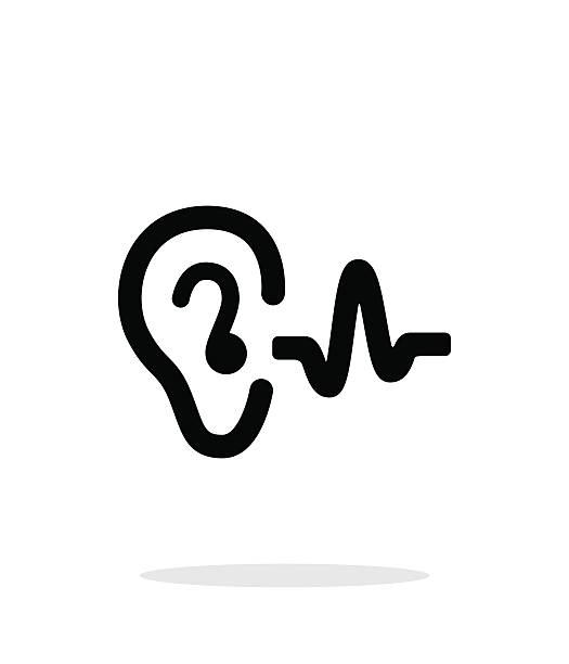 耳に聞こえる音のアイコンの白い背景。 - equipment human ear sound music点のイラスト素材／クリップアート素材／マンガ素材／アイコン素材