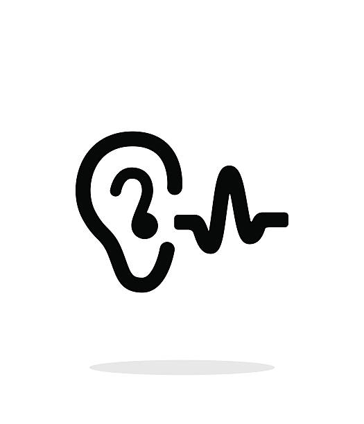 ухо слышать звук иконы на белом фоне. - equipment human ear sound music stock illustrations