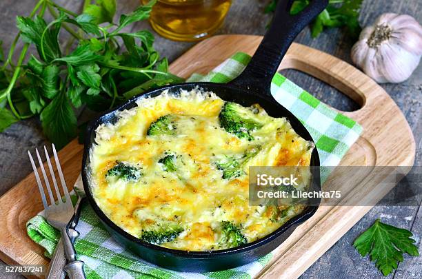 Frittata With Potato And Broccoli Stock Photo - Download Image Now - Broccoli, Omelet, Prepared Potato